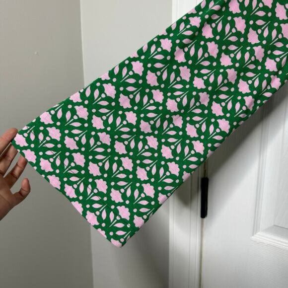 Boden US 12R/UK 16R Long Sleeve Knit Green Pink Floral Midi Dress Waist Tie - Picture 6 of 8